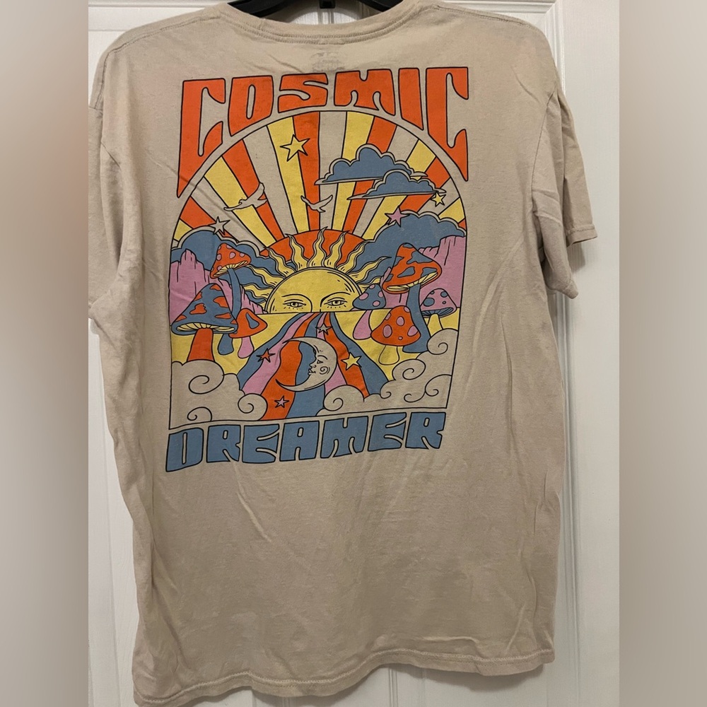 Cosmic Dreamer Beige Graphic T-Shirt